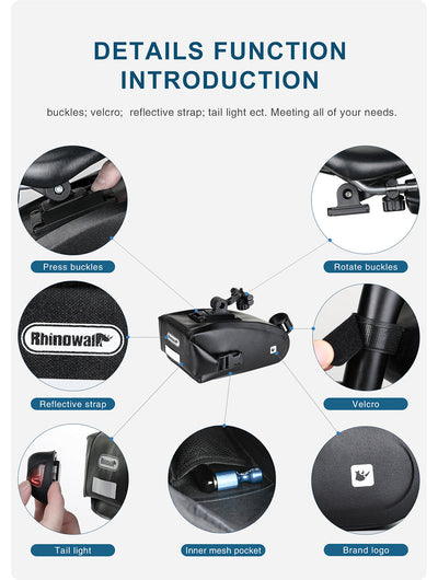 Waterproof 1.2 Liter Bike Saddle Bag with Mounting