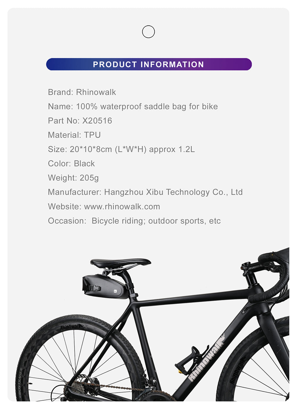 Waterproof 1.2 Liter Bike Saddle Bag with Mounting