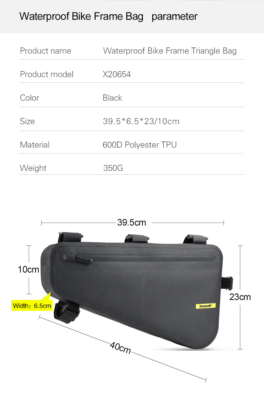4 Liter Waterproof TPU Bike Frame Bag