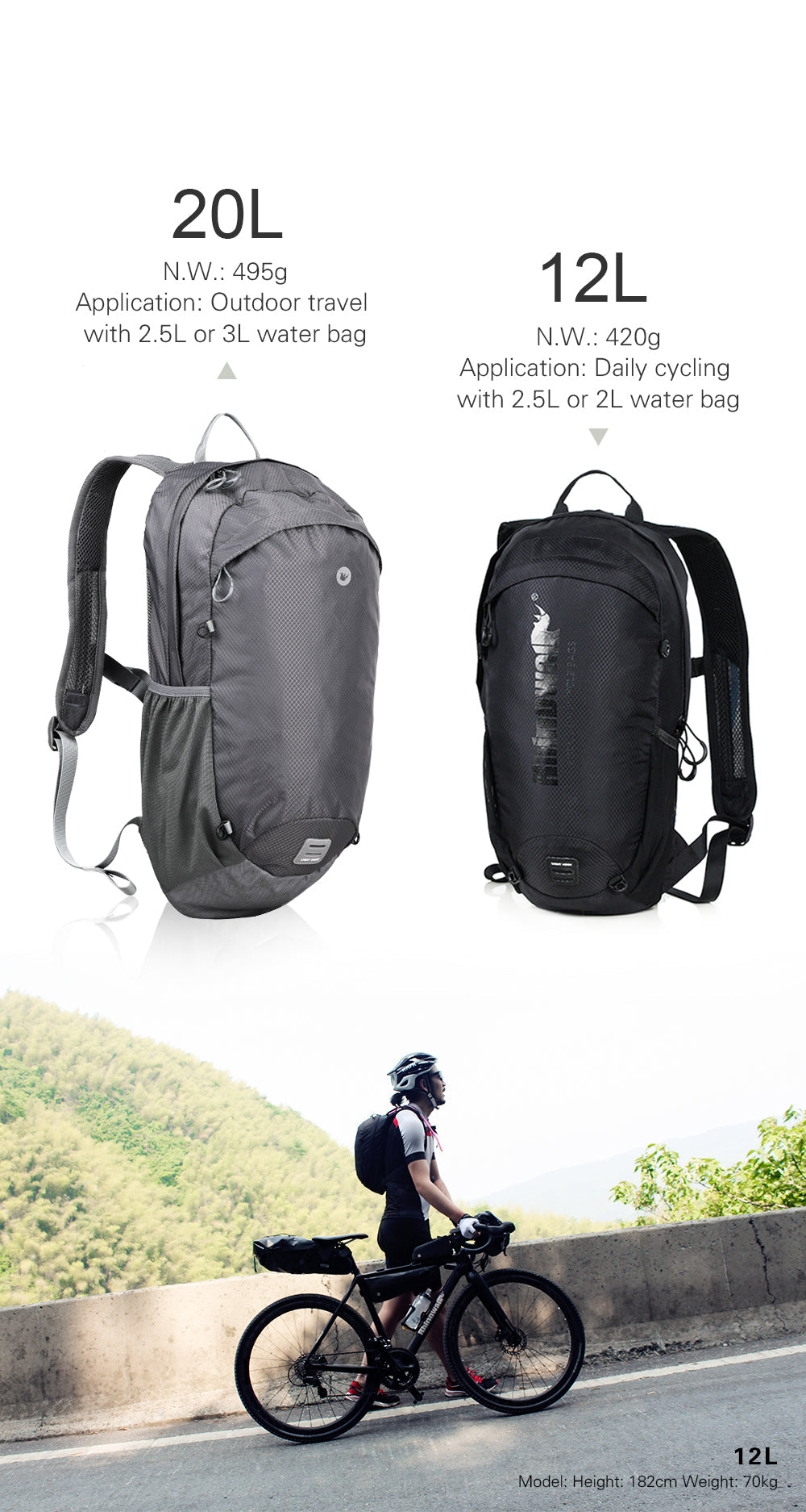 12L, 20L Cycling Backpack