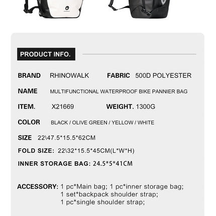 27 Liter Bike Waterproof Panniers Backpack