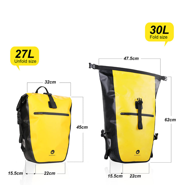 27 Liter Bike Waterproof Panniers Backpack