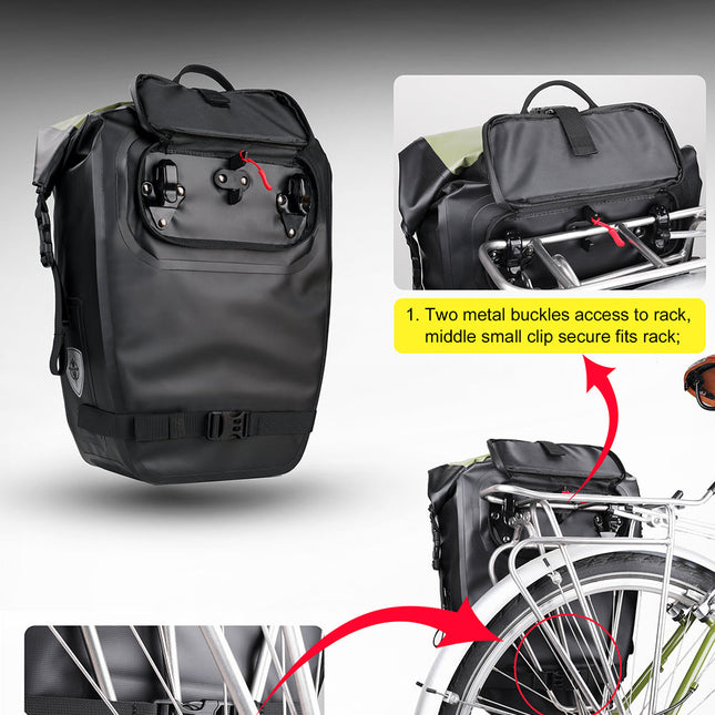 27 Liter Bike Waterproof Panniers Backpack