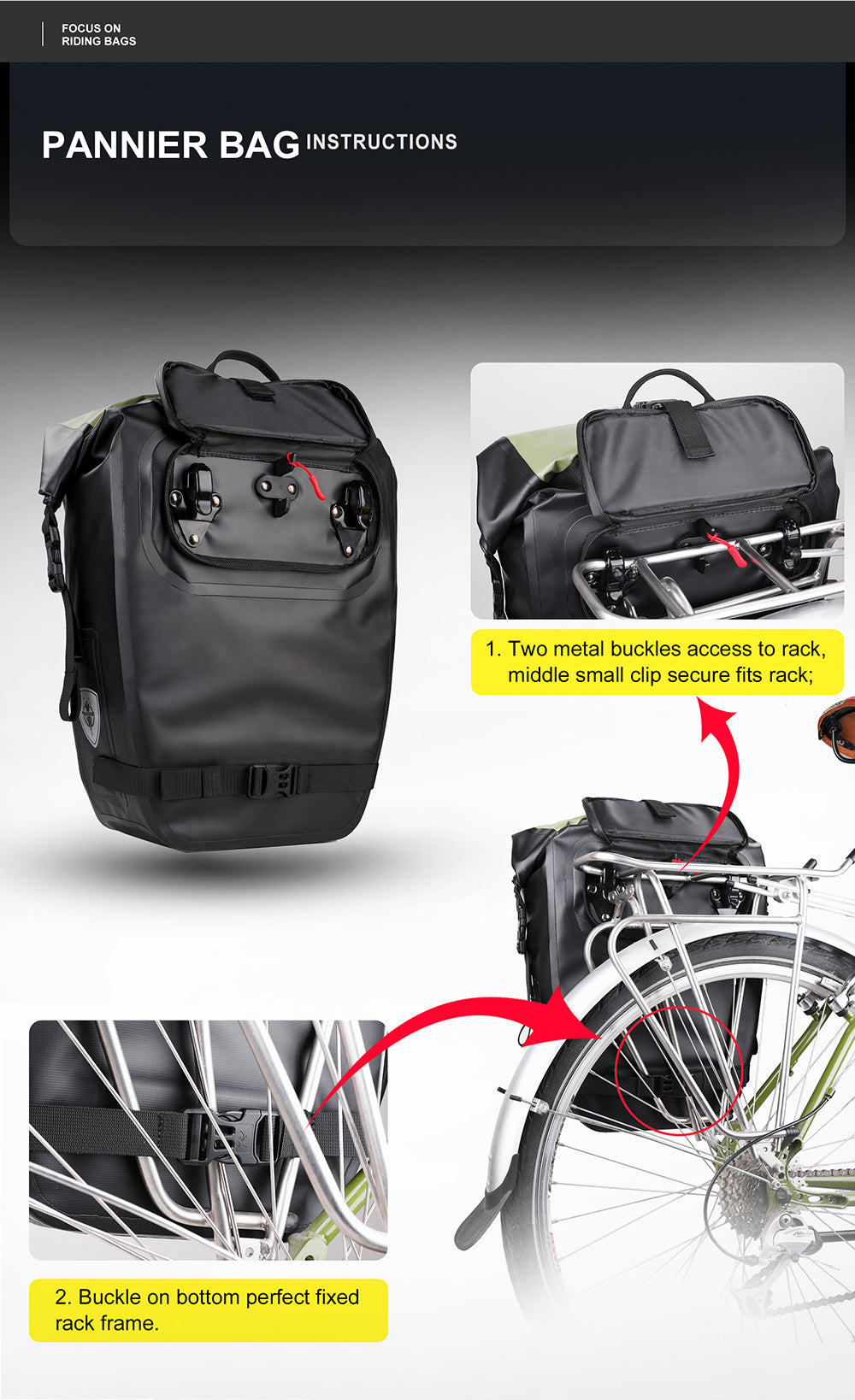 27 Liter Bike Waterproof Panniers Backpack