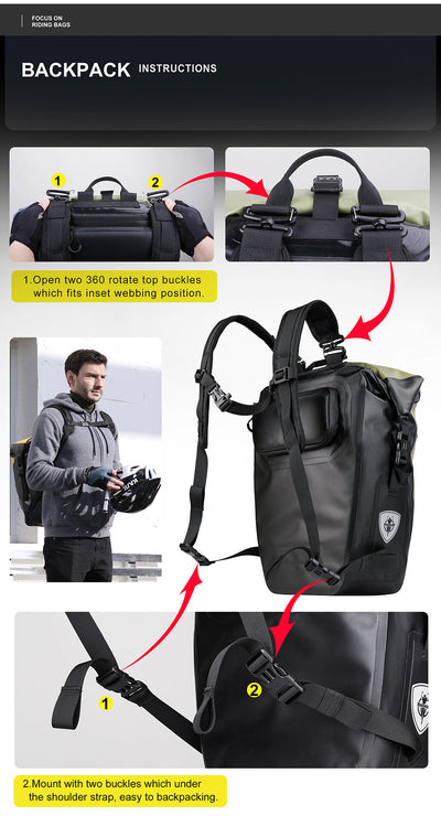 27 Liter Bike Waterproof Panniers Backpack
