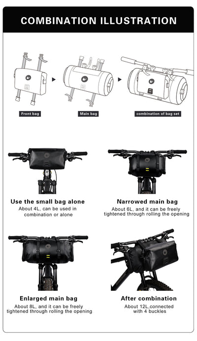 12 Liter 2-piece Handlebar Roll Pack - includes 5 spacers