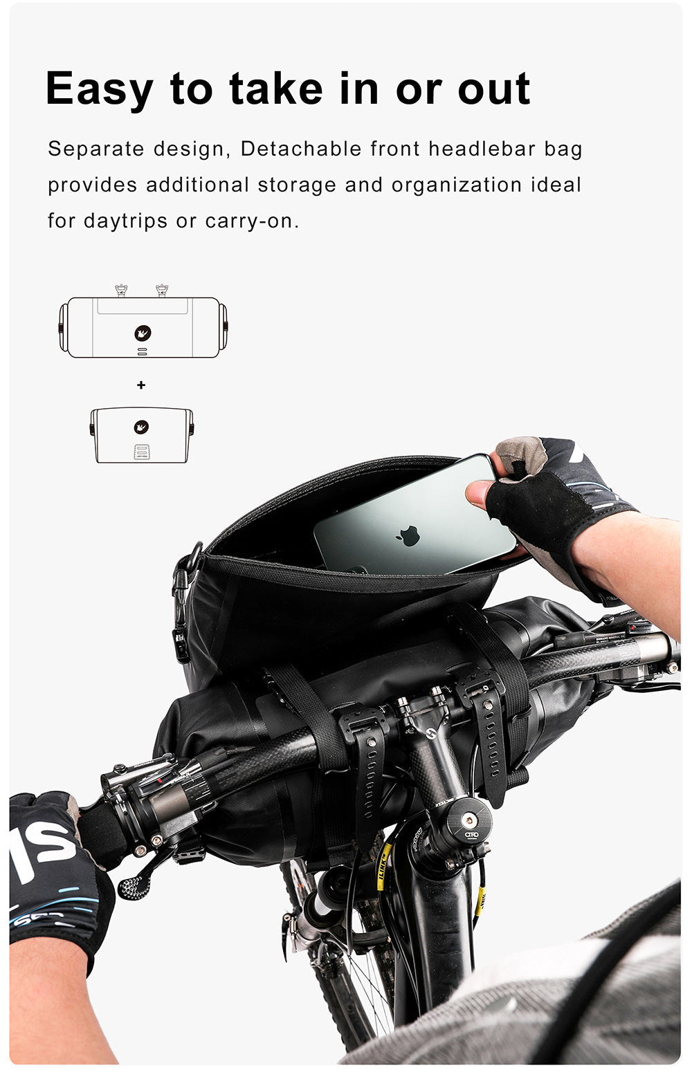 12 Liter 2-piece Handlebar Roll Pack - includes 5 spacers