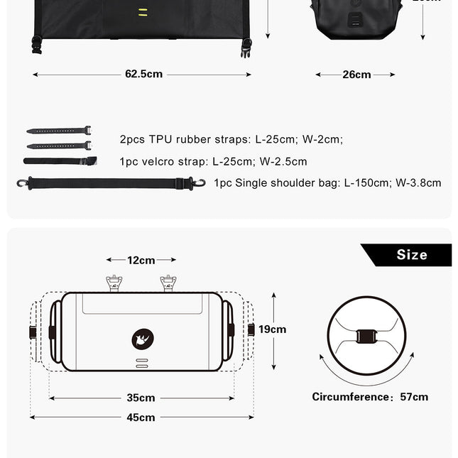 12 Liter 2-piece Handlebar Roll Pack - includes 5 spacers