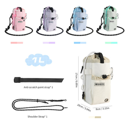 1L bike bottle bag dimensions and included shoulder strap