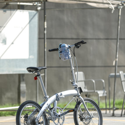 Bike bottle bag mounted on a compact bicycle for casual riding