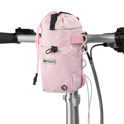 Rhinowalk Cosmopolis 1L bike bottle bag mounted on a handlebar