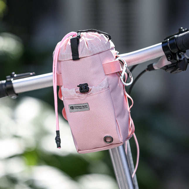 Cloud Cream bike bottle bag in a cycling lifestyle scene