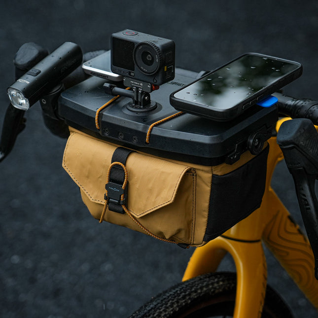 Rhinowalk Space Station modular handlebar bag mounted on a bicycle - lifestyle view 3