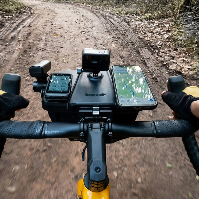 Rhinowalk Space Station modular handlebar bag mounted on a bicycle - lifestyle view 5