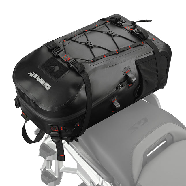 Black Rhinowalk 26L waterproof motorcycle backpack and tail bag product view 8