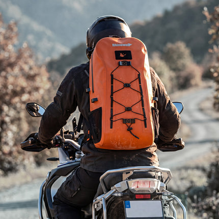Rhinowalk 26L waterproof motorcycle backpack and tail bag lifestyle view 18