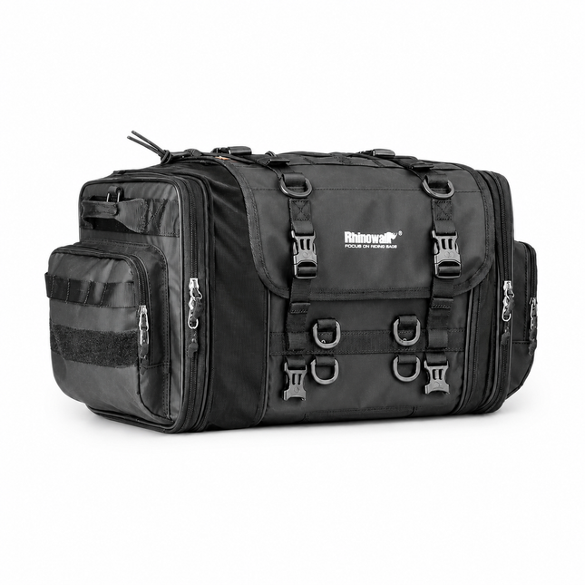 Rhinowalk MTR4045 expandable 33L to 45L motorcycle tail bag in black