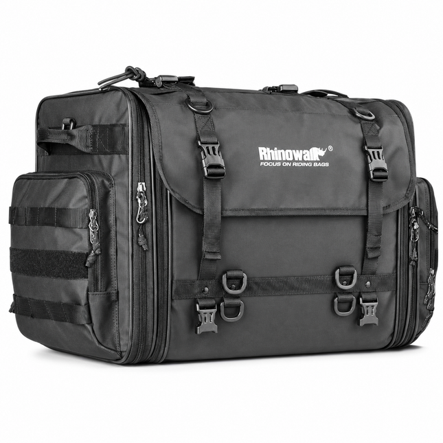 Rhinowalk MTR4080 expandable 60L to 80L motorcycle tail bag in black