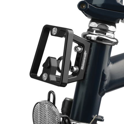 Black BFJ1502 front carrier block installed on a folding bike