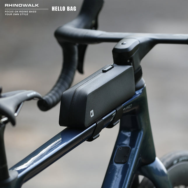 Black K34 top tube bag installed on a road bike