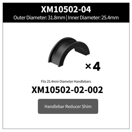 XM10502-04 25.4mm Handlebar Reducer Shims (4 pcs) — kit contents