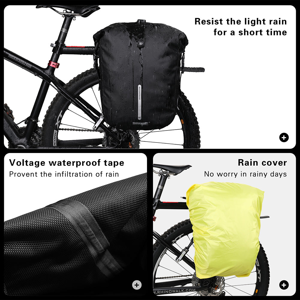 Rhinowalk 20L Bicycle Pannier Bag Bike Trunk Pack Bag Expandable Waterproof  Bag