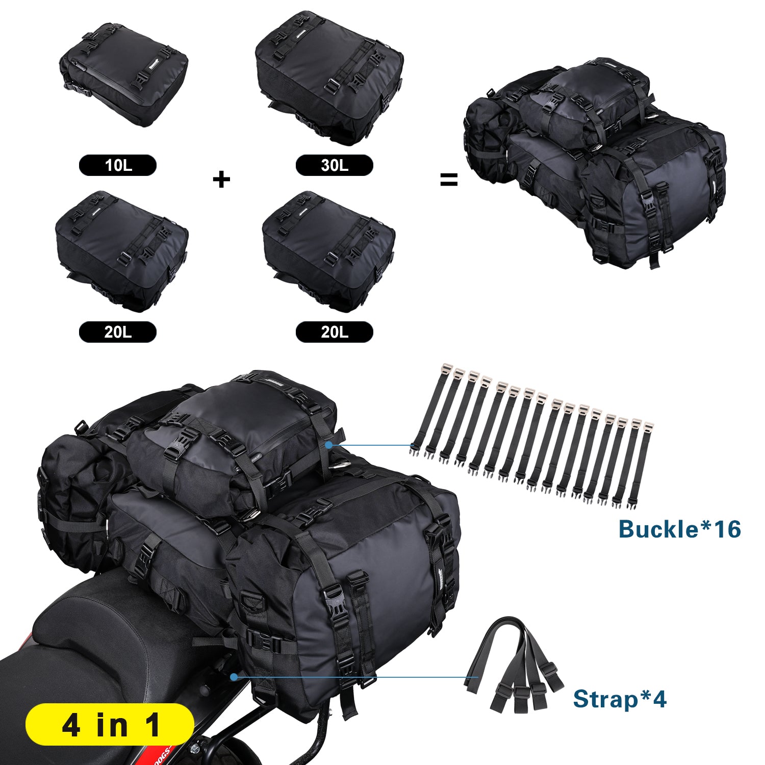 Rhinowalk Motorcycle Trunk Bag 10L Multifunctional Waterproof Rear