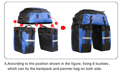 3 in 1 Bicycle Pannier Carrier Pack