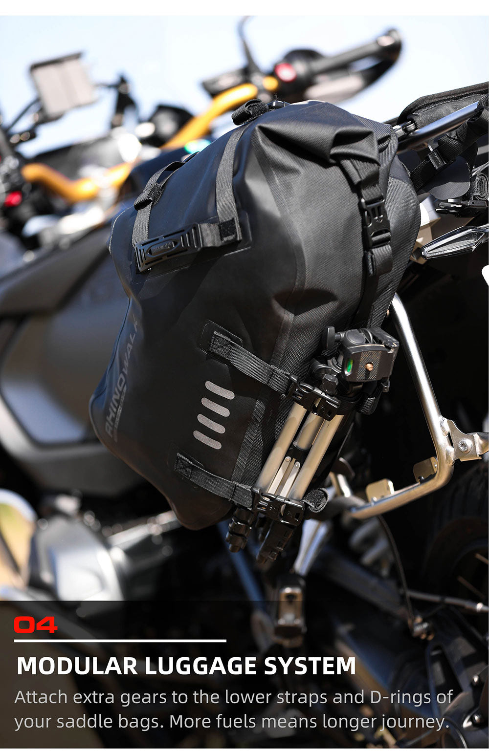  Rhinowalk Motorcycle Saddle Bags Waterproof Anti-Vibration  Motor Side Shoulder Bag Motorbike Panniers 28L(14L*2) for most Adventure  and Sport Bike Racks, 1 Pair : Automotive