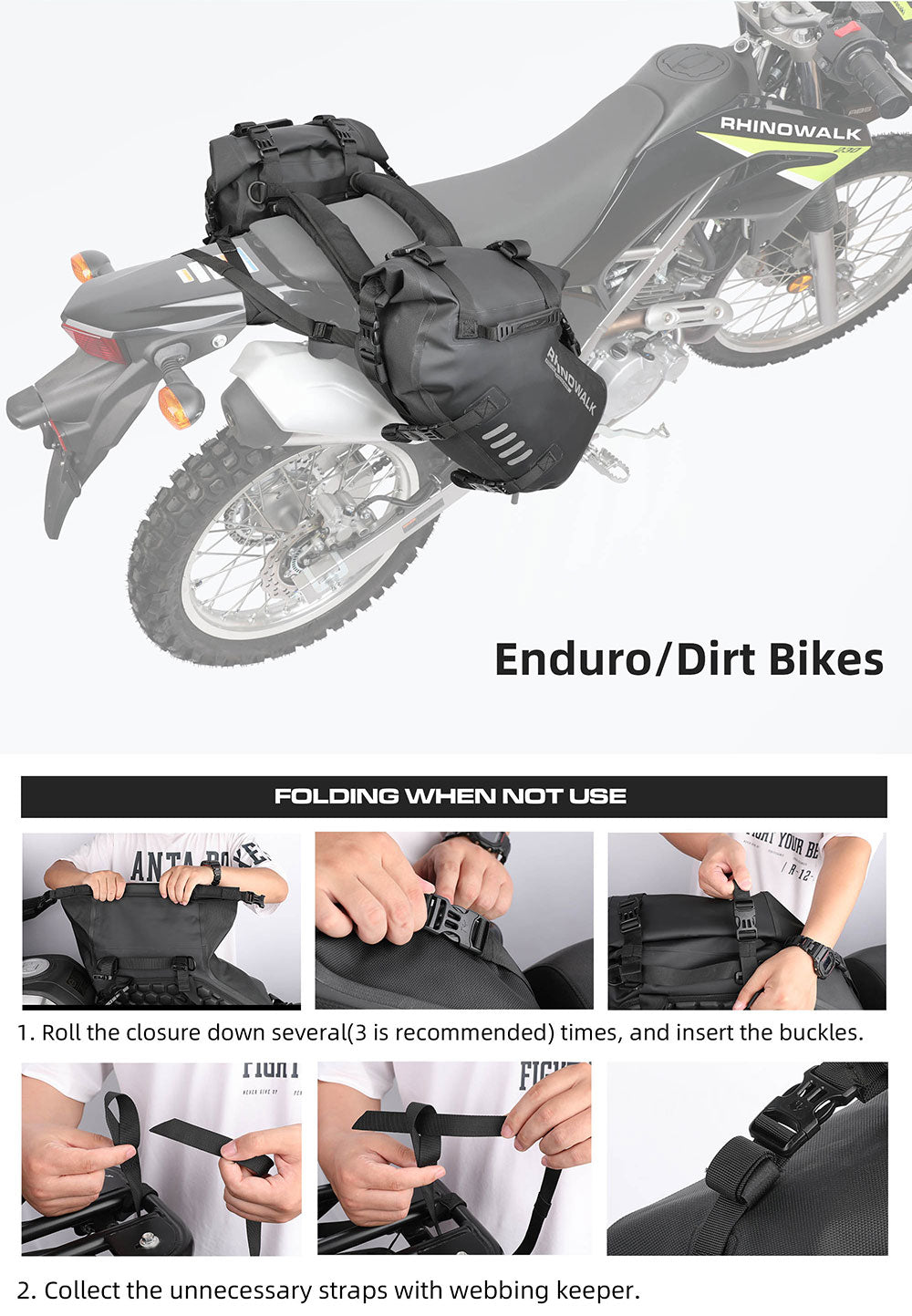  Rhinowalk Motorcycle Saddle Bags Waterproof Anti-Vibration  Motor Side Shoulder Bag Motorbike Panniers 28L(14L*2) for most Adventure  and Sport Bike Racks, 1 Pair : Automotive