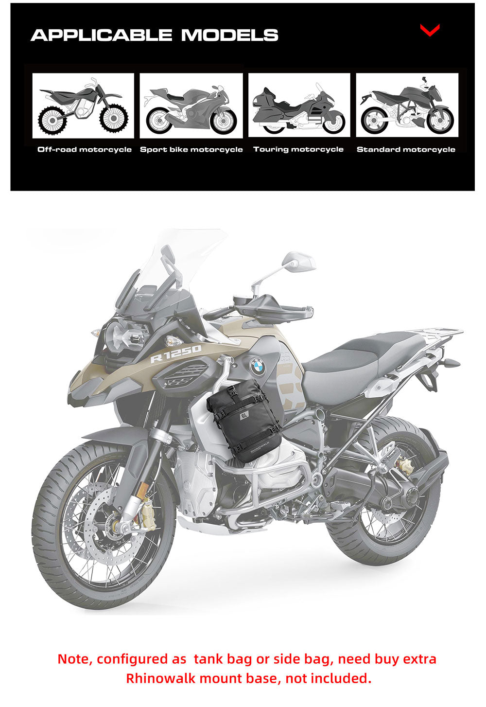 Rhinowalk Motorrad Rahmen Crash Bar Tasche Wasserdicht 1,9 L Motor Sattel  Reflektierende Tab Reise Schulter Tasche Tragbare Tool Kit - AliExpress