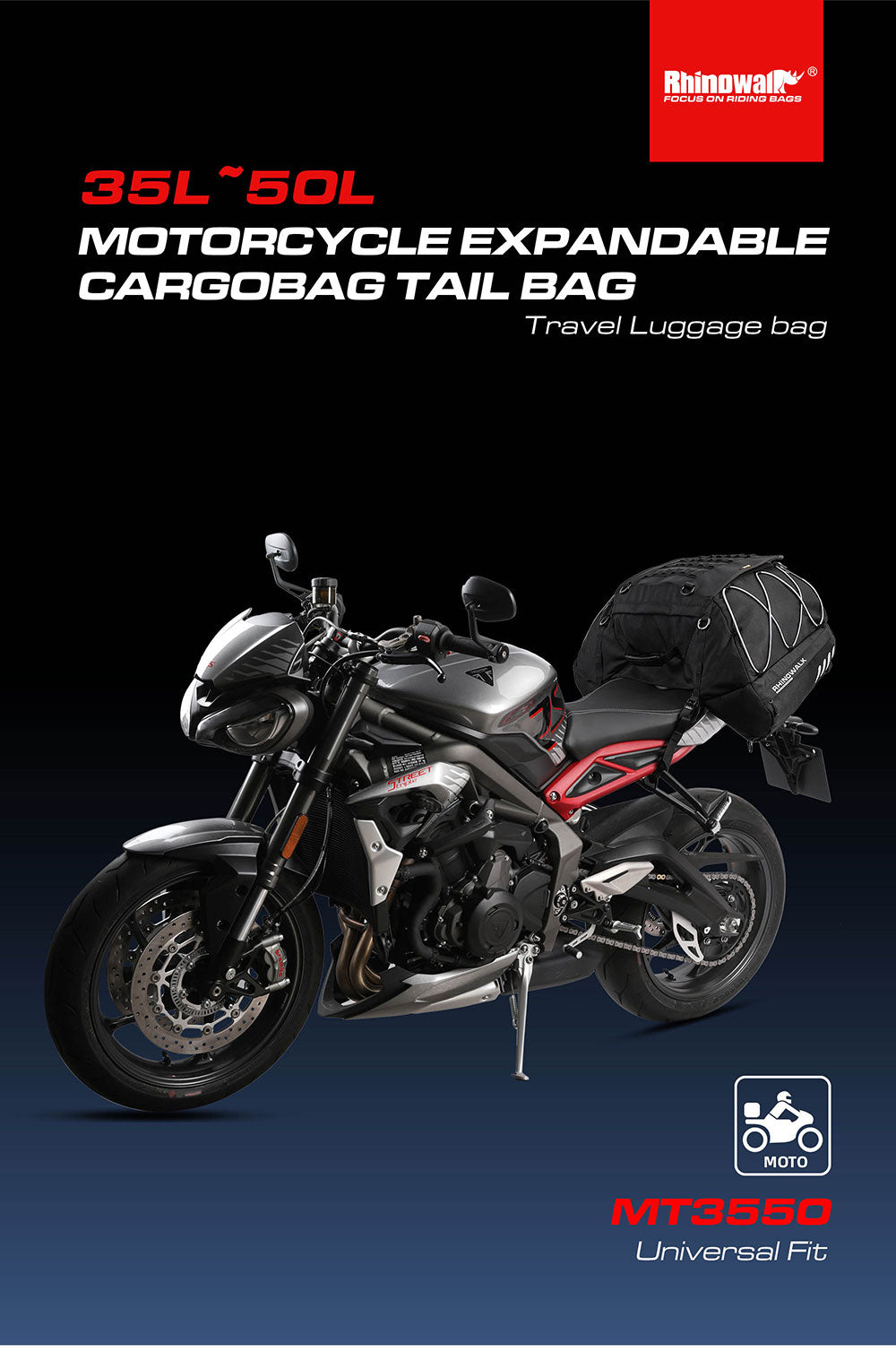 35L-50L Motorcycle Tail  Bag with Expandable