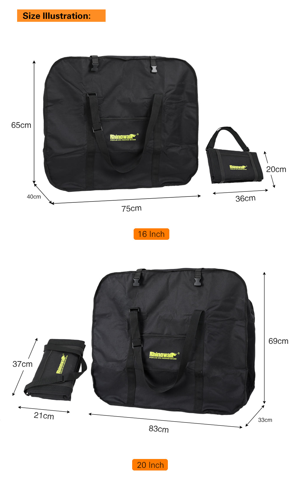 Portable 14-20 inch Folding Bicycle Carry Bag