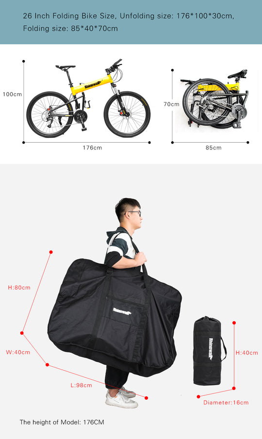 26 27 Inch Folding Bicycle Transport Bag Rhinowalk Official Store