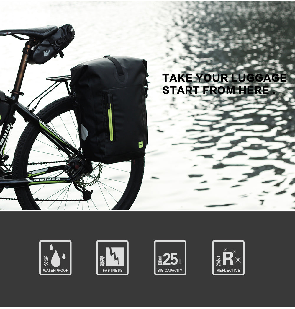 waterfly WATERFLY 25L Bike Bag Bike Panniers Bag Waterproof Bike Saddle Bag  Extensible Bicycle Rear Seat Bag Shoulder Bag with Rain