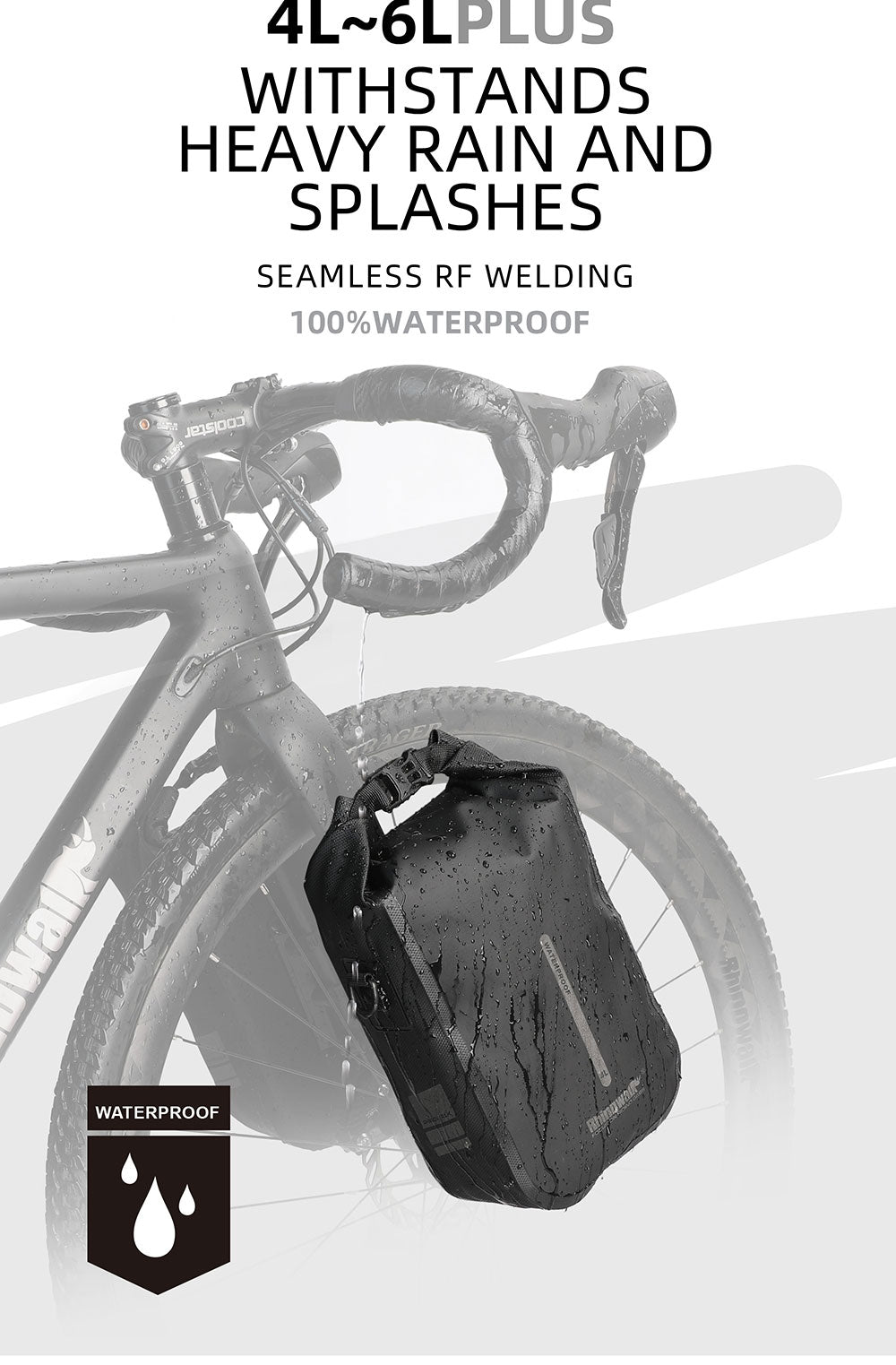 Rhinowalk Bike front fork Waterproof bag Bike Pannier Bag Saddle Bag Fork  Bag Rack Bicycle Bag Shoulder Bag 6L for E-Scooter Mountain Bike  Accessories