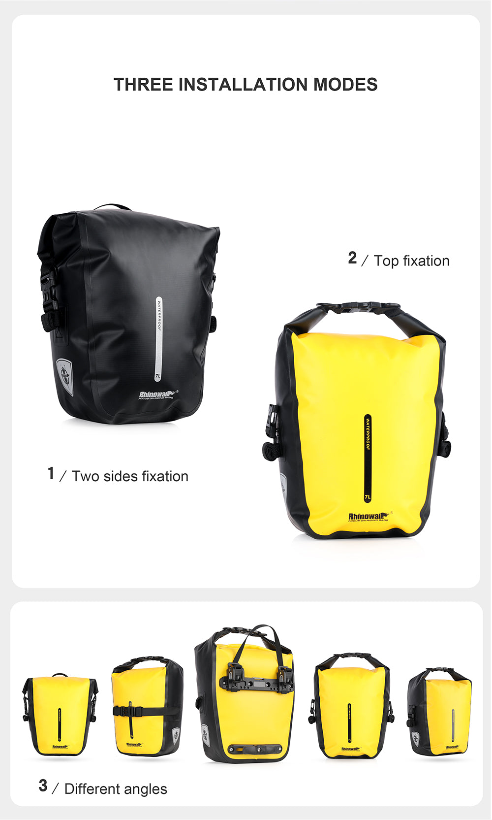 7 Liter Waterproof Pannier Rear Rack Bag – Rhinowalk Official Store