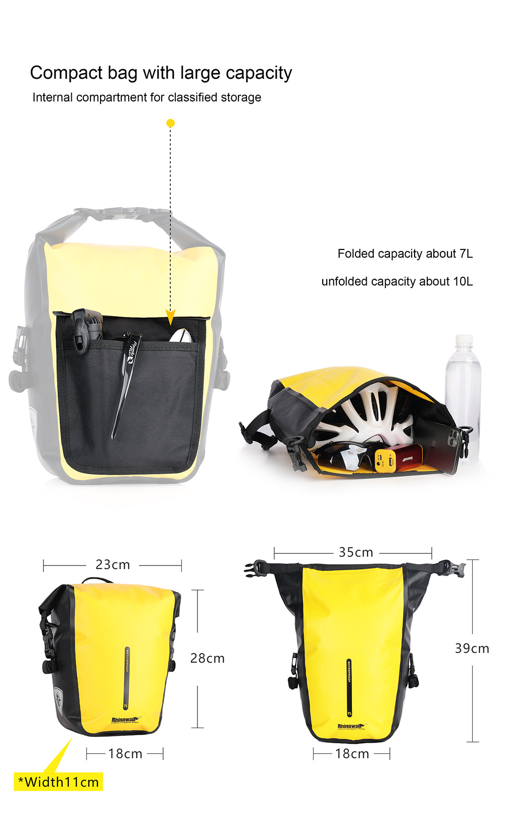 7 Liter Waterproof Pannier Rear Rack Bag Rhinowalk Official Store