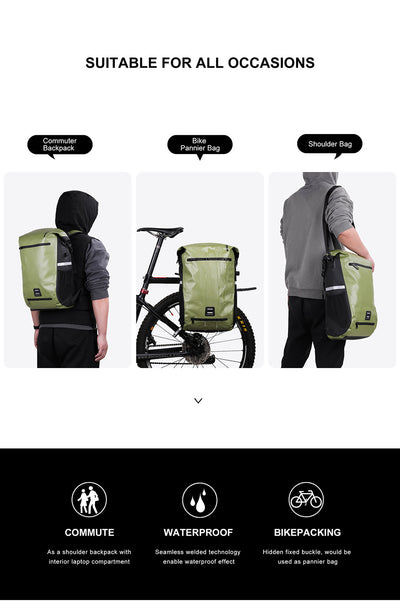 22L Waterproof Bike Pannier Bag Backpack
