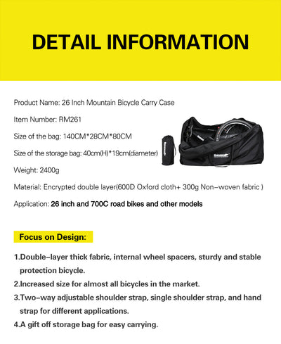 26 inch MTB 700C Folding Bike Carry Bag