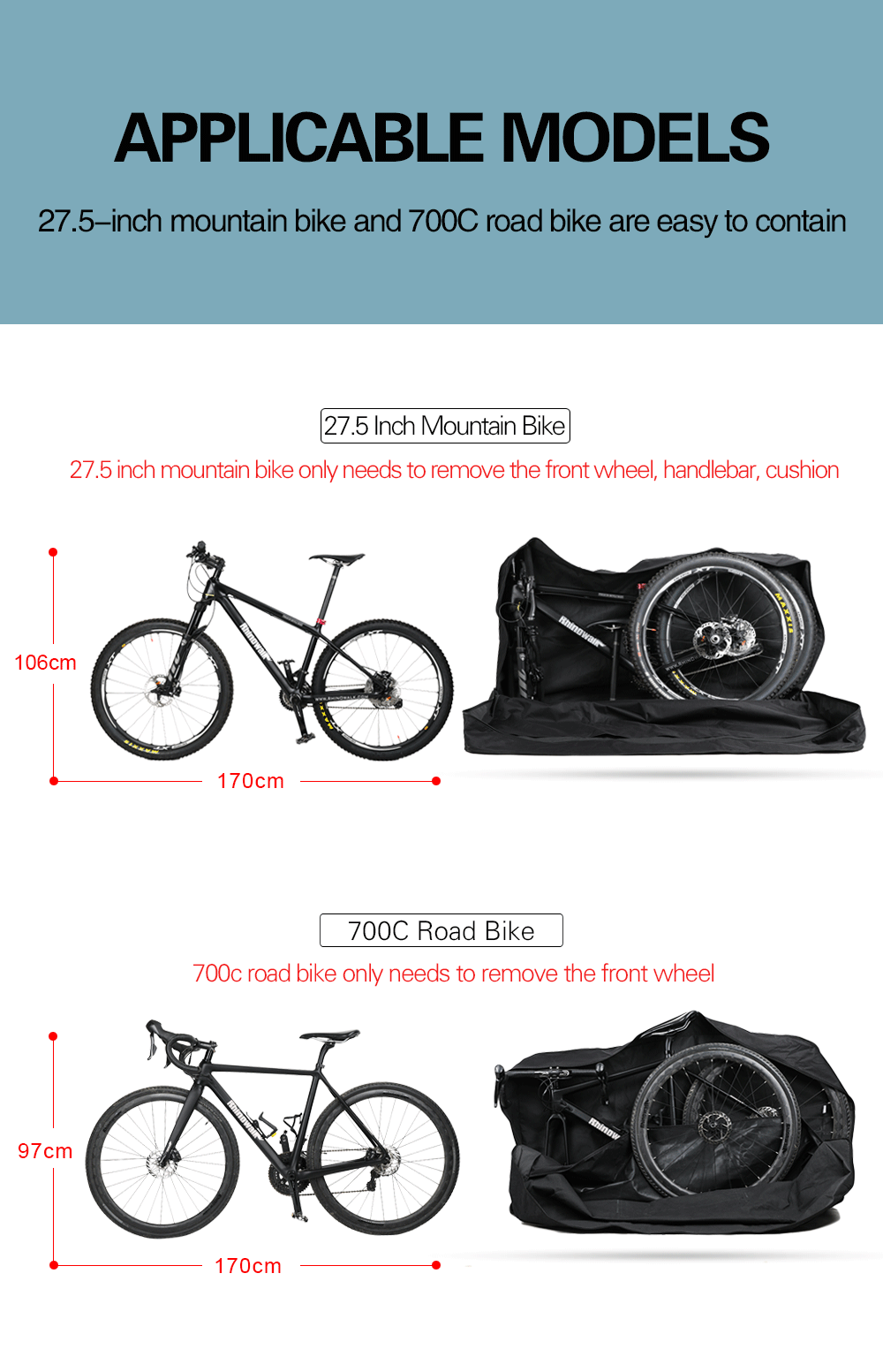 26 inch MTB 700C Folding Bike Carry Bag