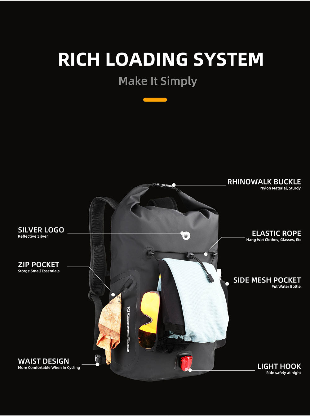 Dry Backpack 25L, Waterproof Bags