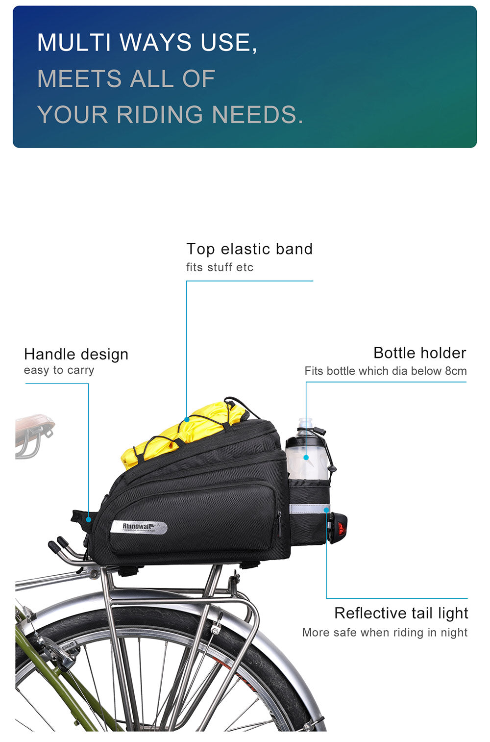 12 Liter Rear Rack Cargo Trunk Storage Bag – Rhinowalk Official Store