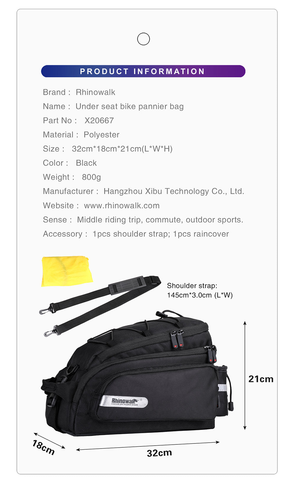 Ultimate Speed ​​​​Sturdy Trunk Bag Long 12 L - 50x16x21 cm - Fermeture  Fermetures
