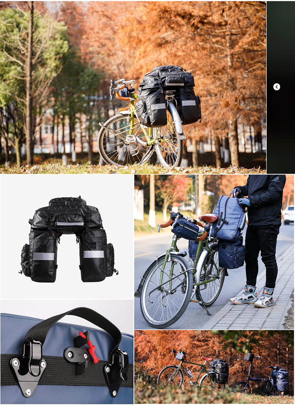 Rhinowalk Bike Bag Waterproof Pannier Backpack Convertible - 2 in 1 Bicycle  Saddle Bag Shoulder Bag Laptop Pannier Professional Cycling Accessories Gray